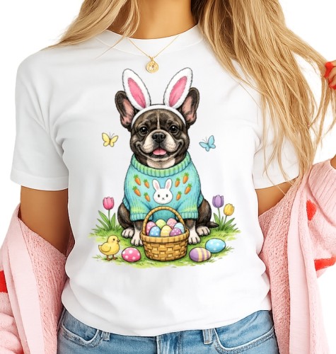 DAMSKA KOSZULKA WIELKANOCNA z French Bulldog