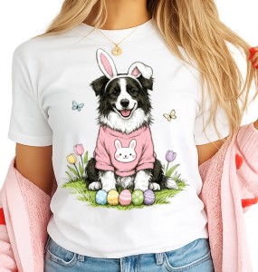 DAMSKA KOSZULKA WIELKANOCNA z Border Collie