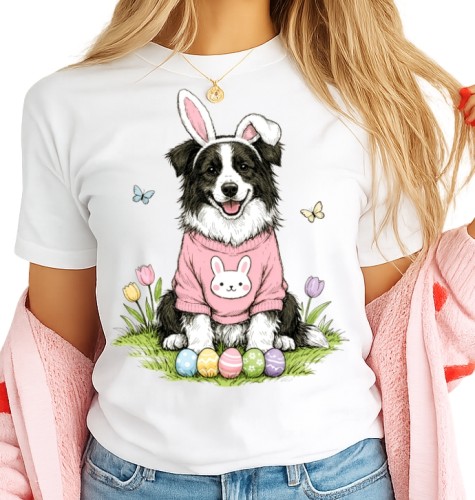 DAMSKA KOSZULKA WIELKANOCNA z Border Collie