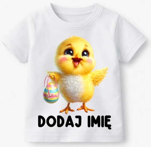 Koszulka dla DZIECKA Z IMIENIEM na Wielkanoc Z KURCZACZKIEM