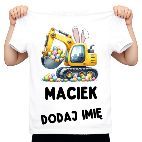 Koszulka dla dziecka z Koparką i imieniem na wielkanoc .jpg