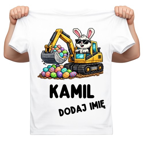 Koszulka dla dziecka na Wielkanoc z zającem na koparce.jpg