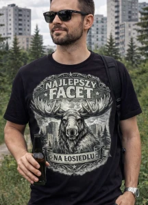 czarna koszulka męska najlepszy facet na łosiedlu 