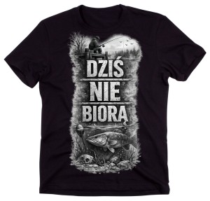 czarna koszulka męska dla wędkarza z napisem dziś nie biorą.jpg