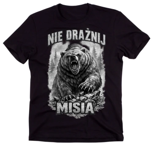 Męska czarna koszulka - NIE DRAŻNIJ MISIA