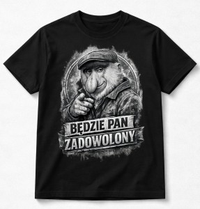 Czarna męska koszulka na prezent - BĘDZIE PAN ZADOWOLONY 