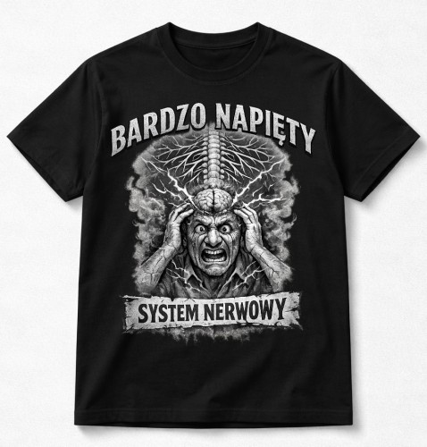 Czarna męska koszulka na prezent - BARDZO NAPIĘTY SYSTEM NERWOWY.jpg
