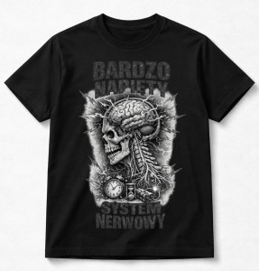 Czarna męska koszulka na prezent - BARDZO NAPIĘTY SYSTEM NERWOWY