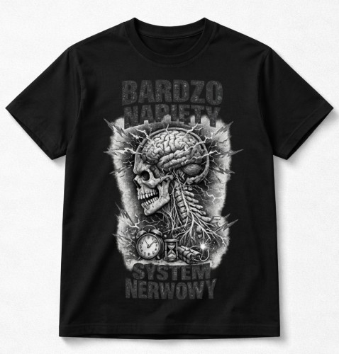 Czarna męska koszulka na prezent - BARDZO NAPIĘTY SYSTEM NERWOWY.jpg
