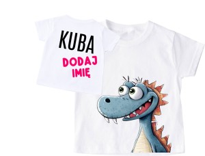Koszulka dla dziecka z dinozaurem i imieniem dr18