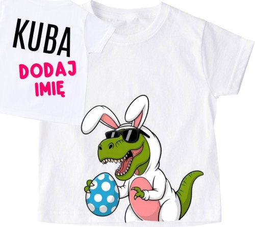 Koszulka dla dziecka z dinozautem i imieniem na Wielkanoc.jpg