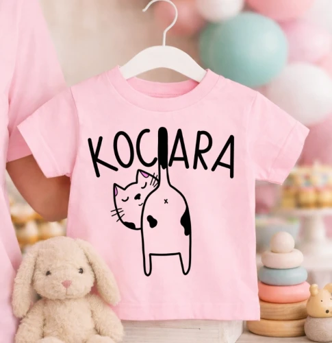 Różowa koszulka dla DZIEWCZYNY - KOCIARA.webp