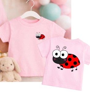 RÓŻOWA KOSZULKA DLA DZIEWCZYNKI Z BIEDRONKĄ 