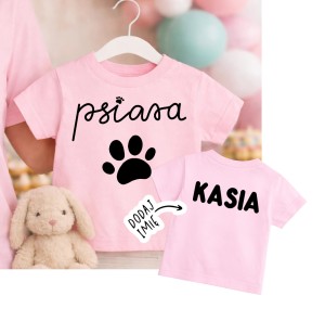 RÓŻOWA KOSZULKA DLA DZIEWCZYNKI z łapą psa - psiara 