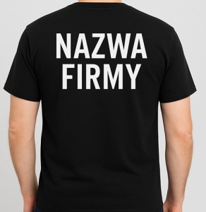 Koszulka reklamowa z logiem firmy na plecach 