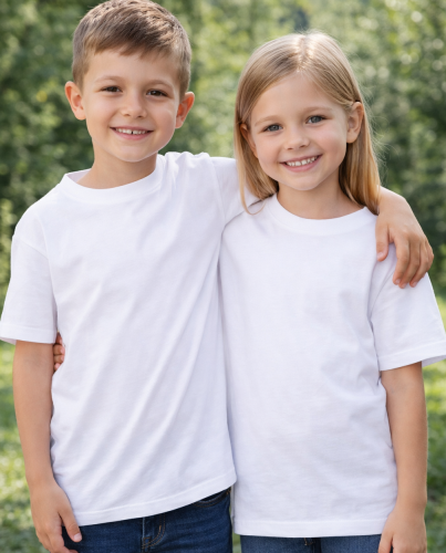 Biała dziecięca koszulka bez nadruku.png