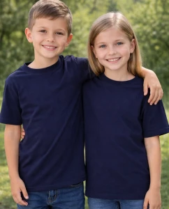 Granatowa koszulka dla dziecka bez nadruku -  model150navy