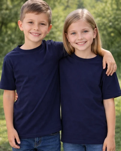 Granatowa dziecięca koszulka bez nadruku.webp