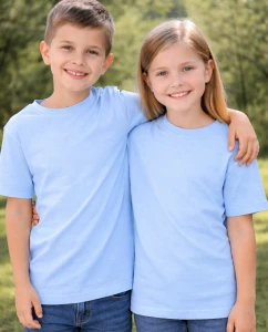 Błękitno-niebieska koszulka dla dziecka bez nadruku -  model150SKYBLUE