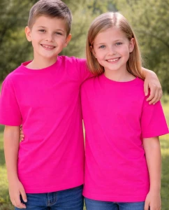 Fuksjowa koszulka dla dziecka bez nadruku -  model150 FUCSIA