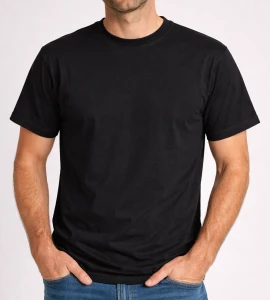 Czarna męska koszulka baweniana bez nadruku .webp