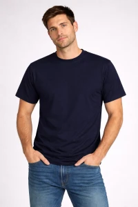 Granatowa męska koszulka bez nadruku - model190NAVY