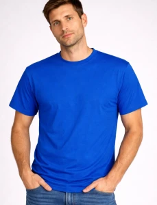 Niebieska męska koszulka bez nadruku - model190ROYAL BLUE