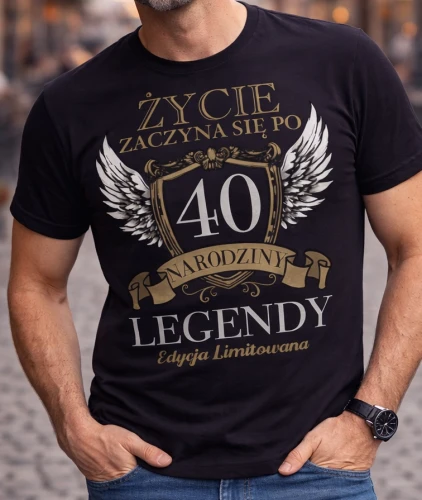 ŻYCIE ZACZYNA SIĘ PO 40 - męska koszulka na 40 urodziny .webp