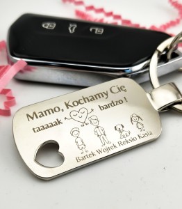Breloczek dla Mamy na prezent - Mamo Kochamy cię taaak bardzo z imionami dzieci/psa/kota/Taty