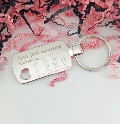 Breloczek dla Taty z imionamid zieci - TATO JEDŹ OSTROŻNIE !.webp