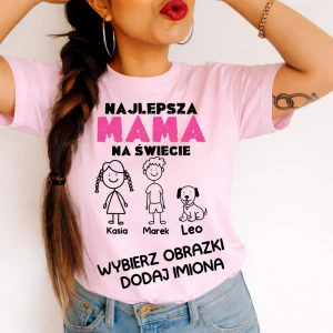 Koszulka dla Mamy na Dzień Mamy z imionami dzieci