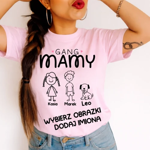 Koszulka dla Mamy na Dzień Mamy z imionami dzieci GANG MAMY