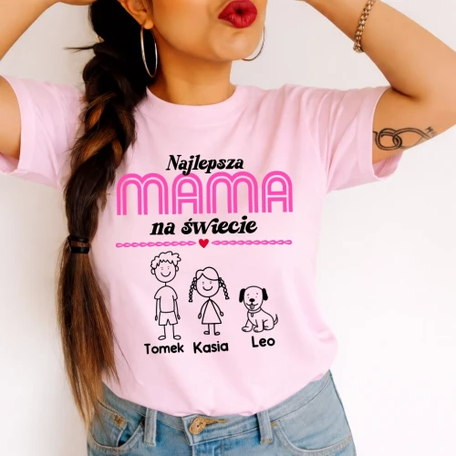 Koszulka dla Mamy z imionami dzieci - NAJLEPSZA MAMA NA ŚWIECIE.webp