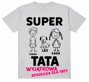 Koszulka SUPER TATA dla Taty z imionami dzieci