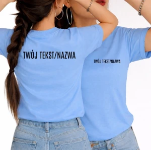 Damska niebieska koszulka reklamowa z logo firmy - kolor AZZURE