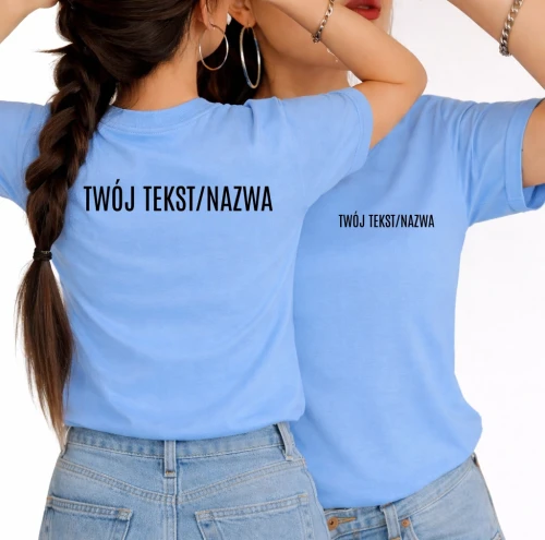 Damska niebieska koszulka reklamowa z logo firmy .webp