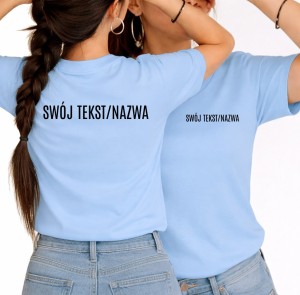 Damska niebieska koszulka reklamowa z logo firmy - kolor SKY BLUE