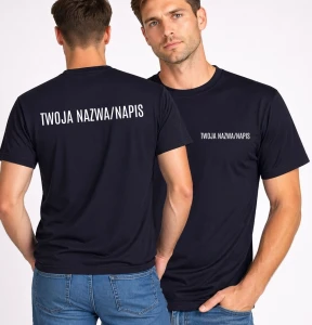 Granatowa koszulka reklamowa z logi firmy/dodaj swój tekst - kolor navy