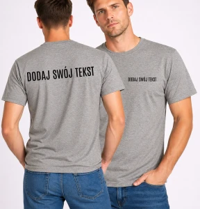 Szara koszulka reklamowa z logi firmy/dodaj swój tekst - kolor Grey Melange