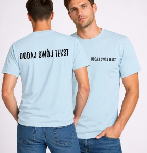 Jasno niebieska koszulka reklamowa z logi firmy/dodaj swój tekst - kolor Sky Blue