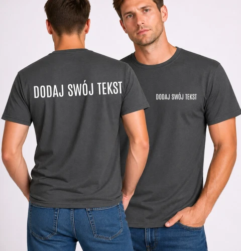 Grafitowa koszulka męska z logo firmy.webp