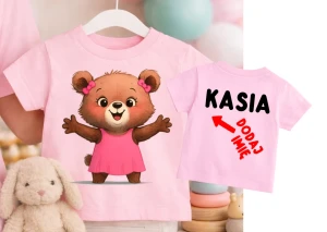 Koszulka dla dziewczynki z misiem i imieniem
