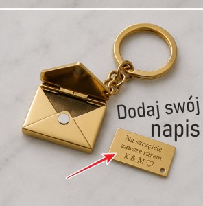 Breloczek do kluczy w kształcie koperty z liścikiem w środku 