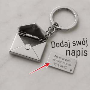 Breloczek do kluczy w kształcie koperty z liścikiem w środku