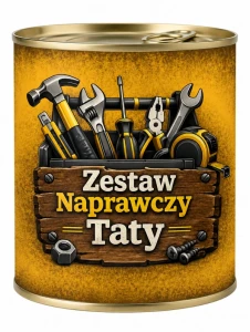 Pakowanie koszulki w puszkę na dzień taty ''ZESTAW NAPRAWCZY TATY''