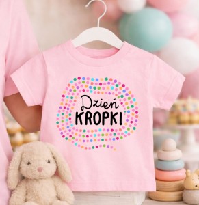 Różowa Koszulka dla DZIEWCZYNKI NA DZIEŃ KROPKI