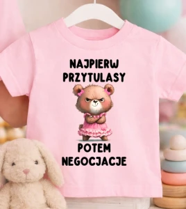 Różowa Koszulka dla DZIEWCZYNKI z fajnym nadrukiem