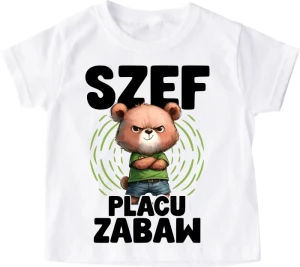  Koszulka dziecięca ''SZEF PLACU ZABAW'' miś