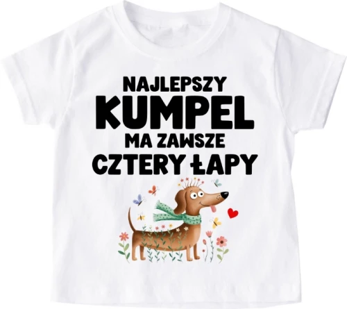 Koszulka dziecięca dla miłośnika psów ''NAJLEPSZY KUMPEL MA ZAWSZE CZTERY ŁAPY''