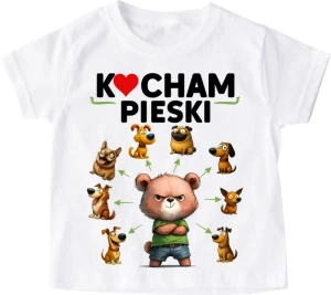  Koszulka dziecięca dla miłośnika psów ''KOCHAM PIESKI'' miś